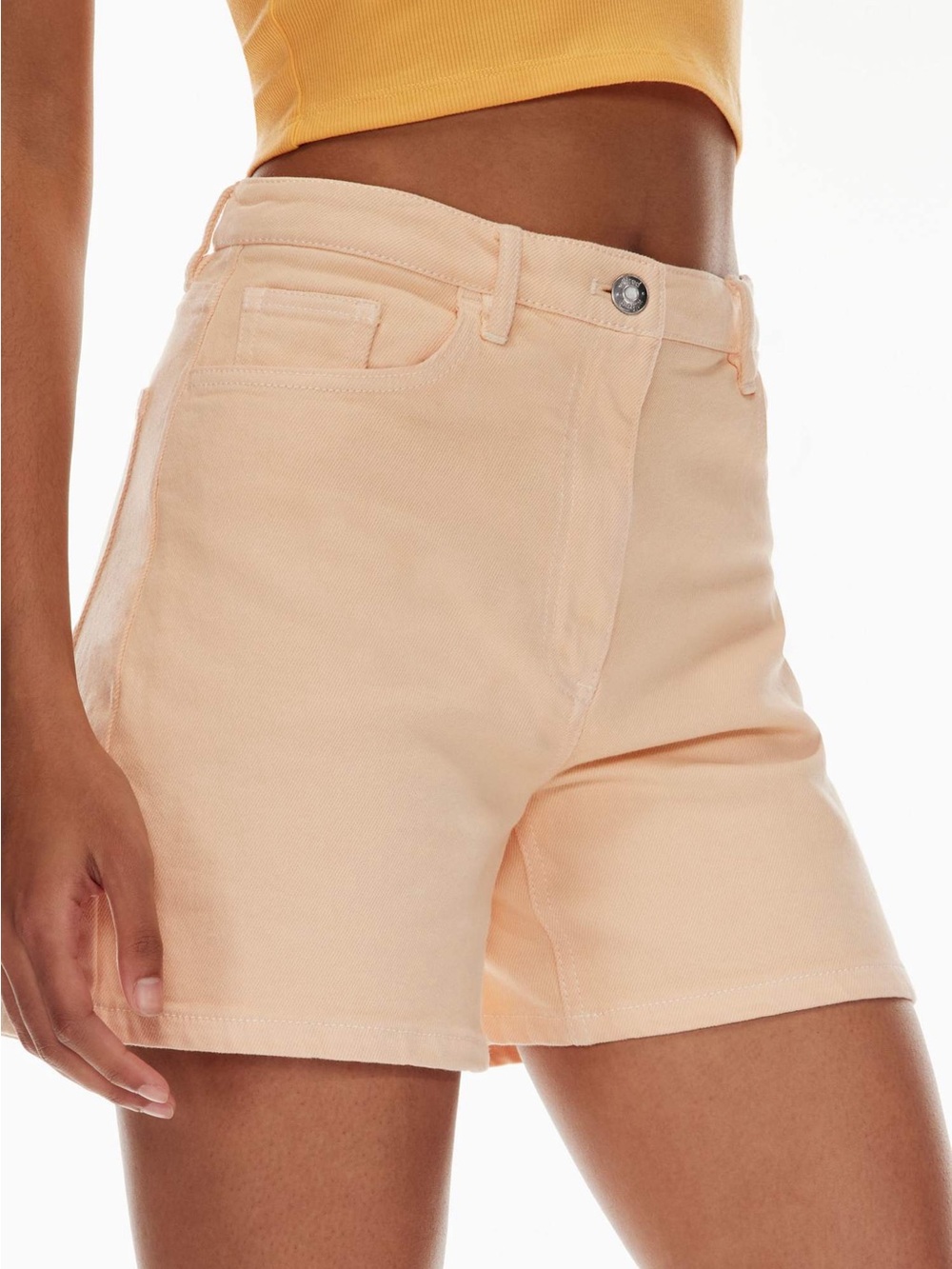 Wilfred Free Aritzia Mercury High-Rise Peach Denim Shorts